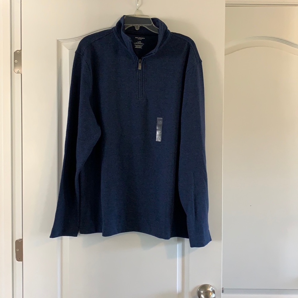 NWOT VAN HEUSEN quarter zip blue flex top